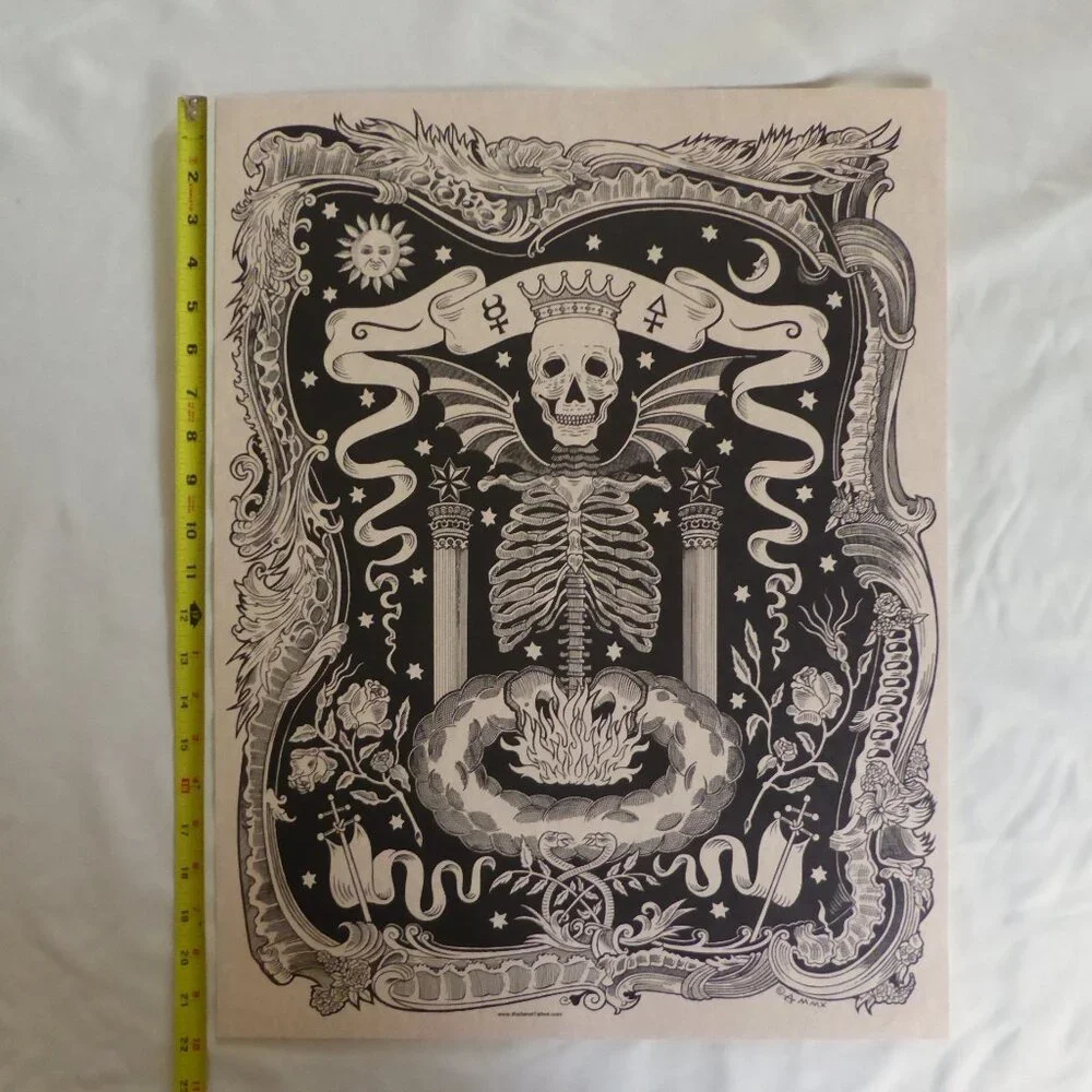 NEW 17” x 22” MADAME TALBOT ALCHEMY SKELETON OCCULT AFTERLIFE GOTHIC LITHOGRAPH - Picture 2 of 10